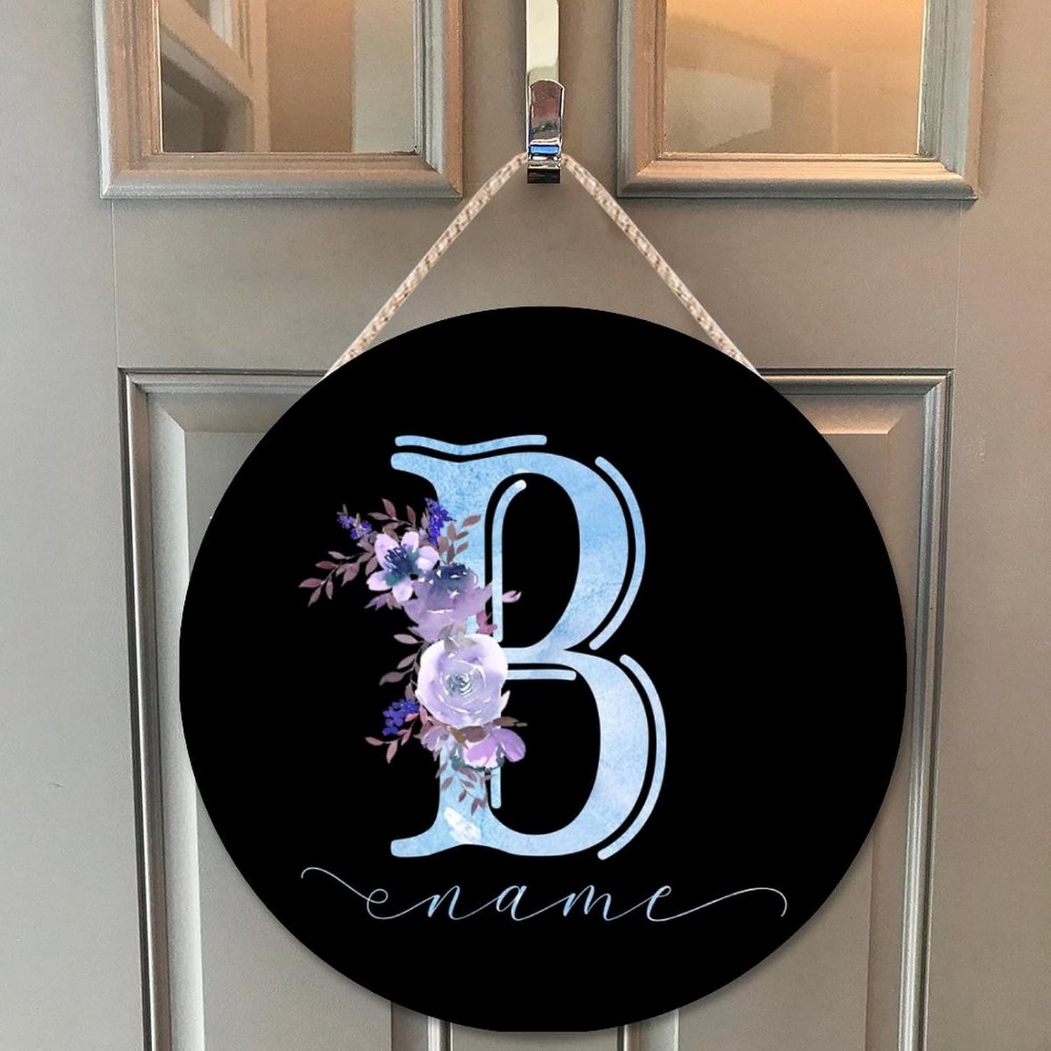 Farmhouse Door Hanger Letter B Personalized Wood Sign