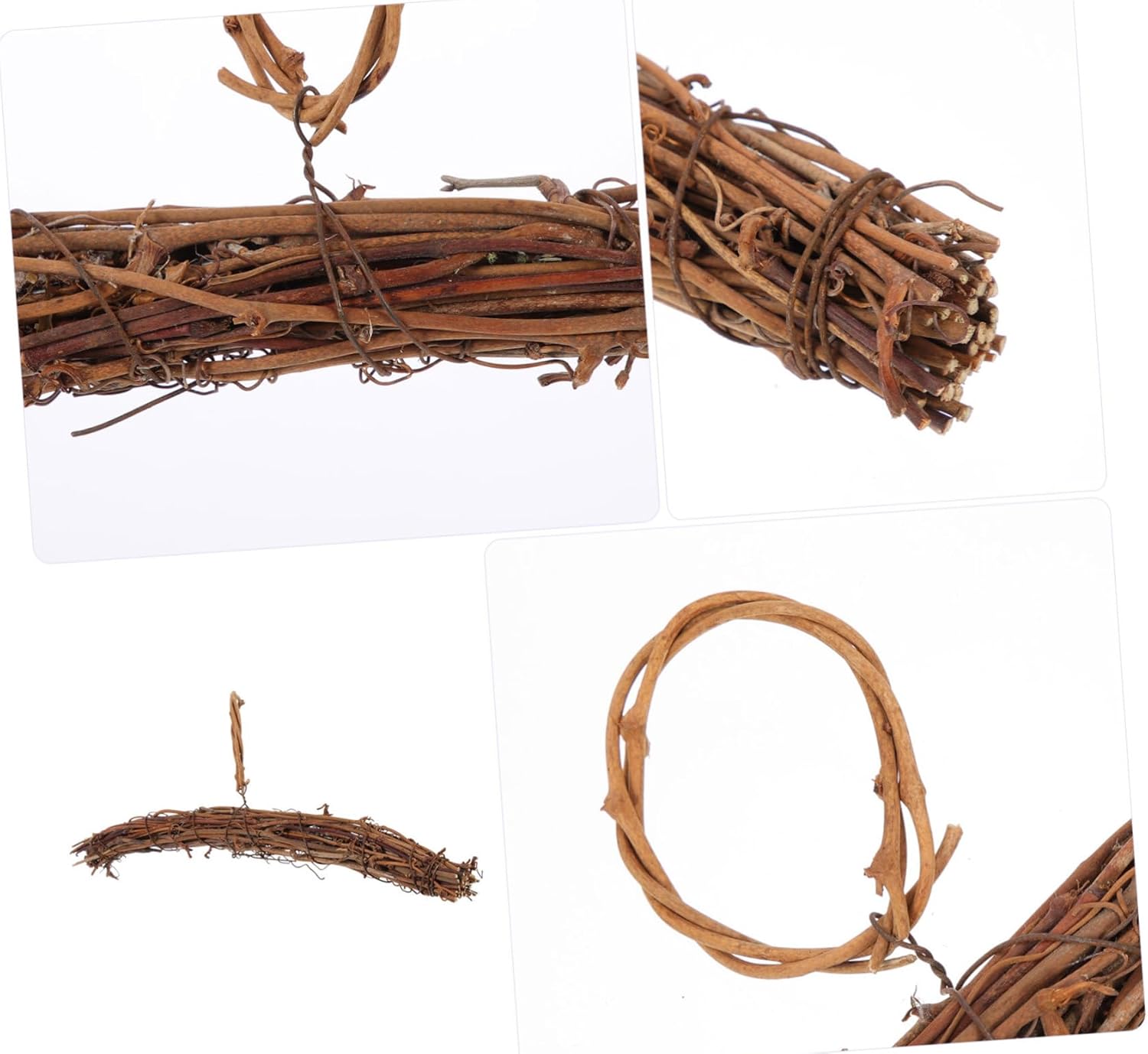 Amosfun 5pcs DIY Rattan Wreath Hanger Heart Shape Frame Front Door Garland Accessory