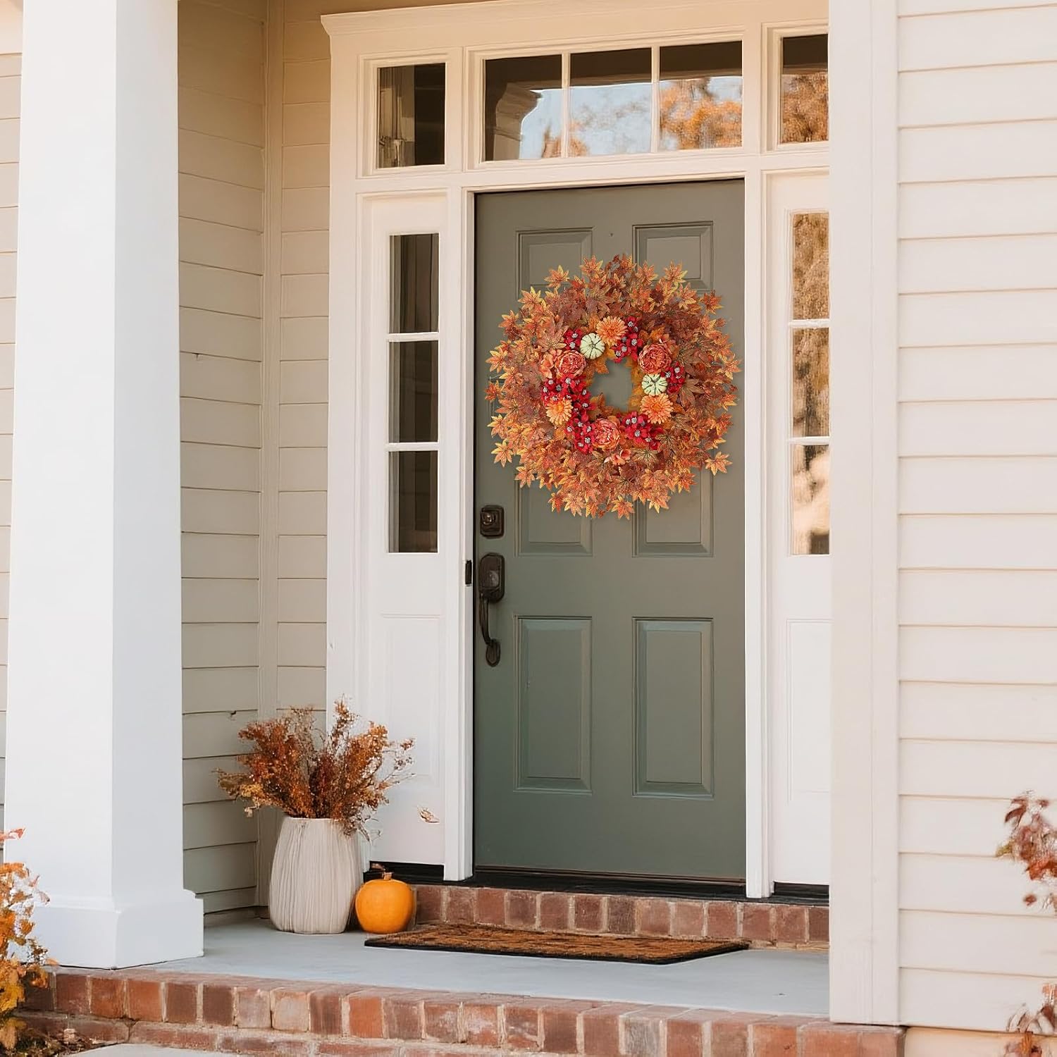 26 Fall Wreath for Front Door - Decorative Artificial Autumn Decor