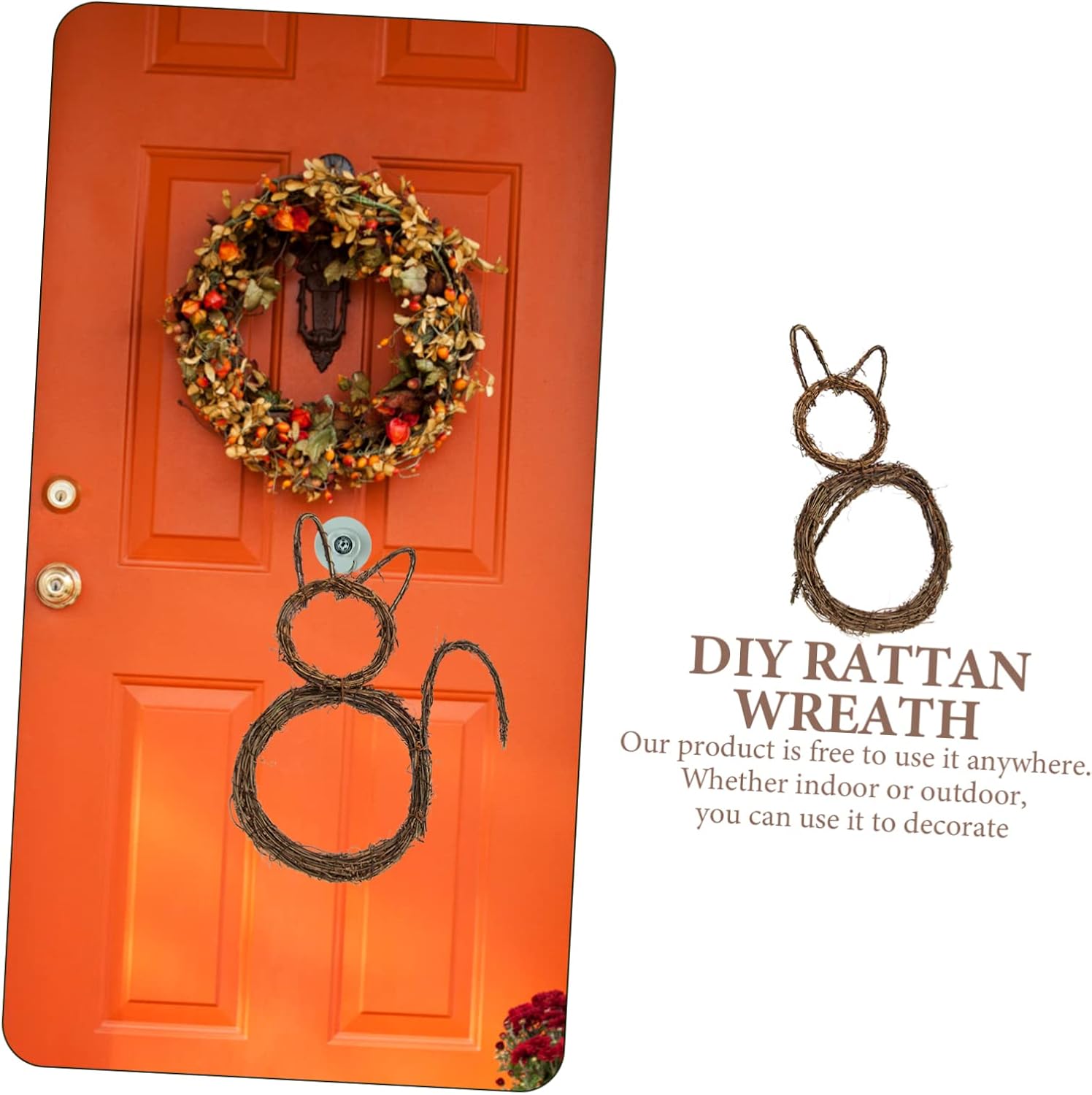 Cat Shape Halloween Hanging Wreath Door Decor