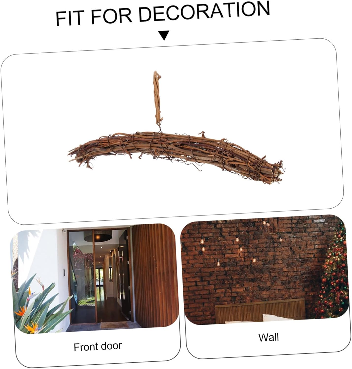 Amosfun 5pcs DIY Rattan Wreath Hanger Heart Shape Frame Front Door Garland Accessory