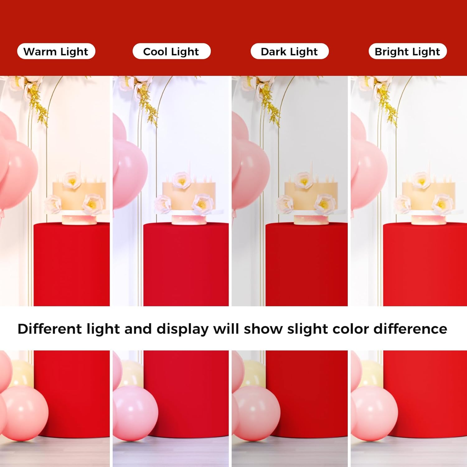 LEBENGURU Cylinder Pedestal Stand Covers Red 5Pcs