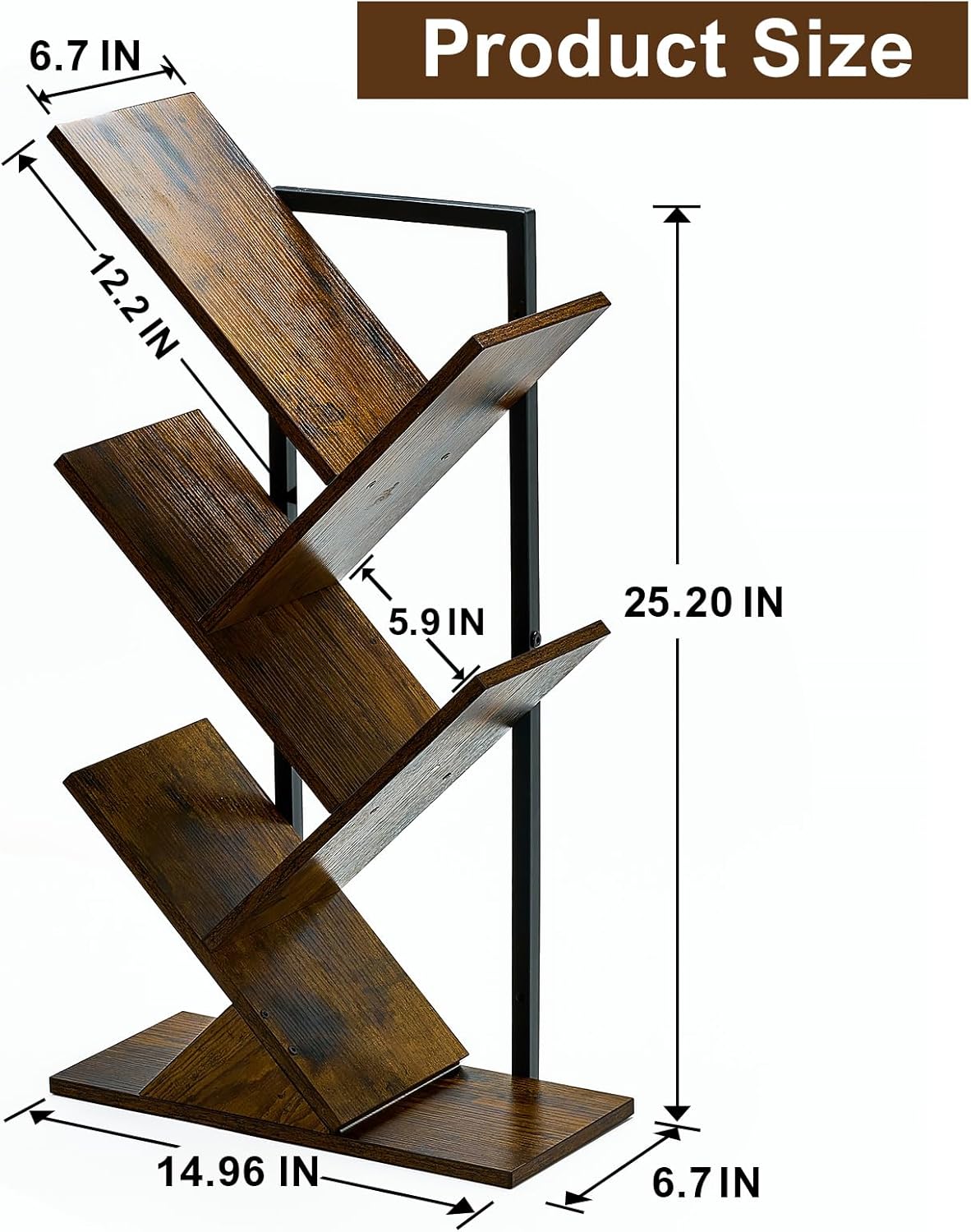 BESHIGH 5 Tier Tree Bookshelf Wall Mount