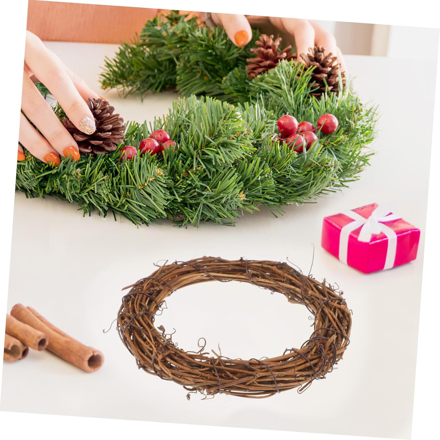 15 inch Rattan Wreath Set 10 pcs Dried Vine Door Hanger Home Decor