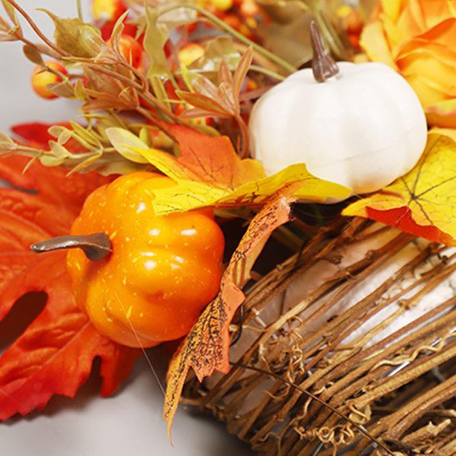Thanksgiving Door Wreath with Peony and Pumpkin