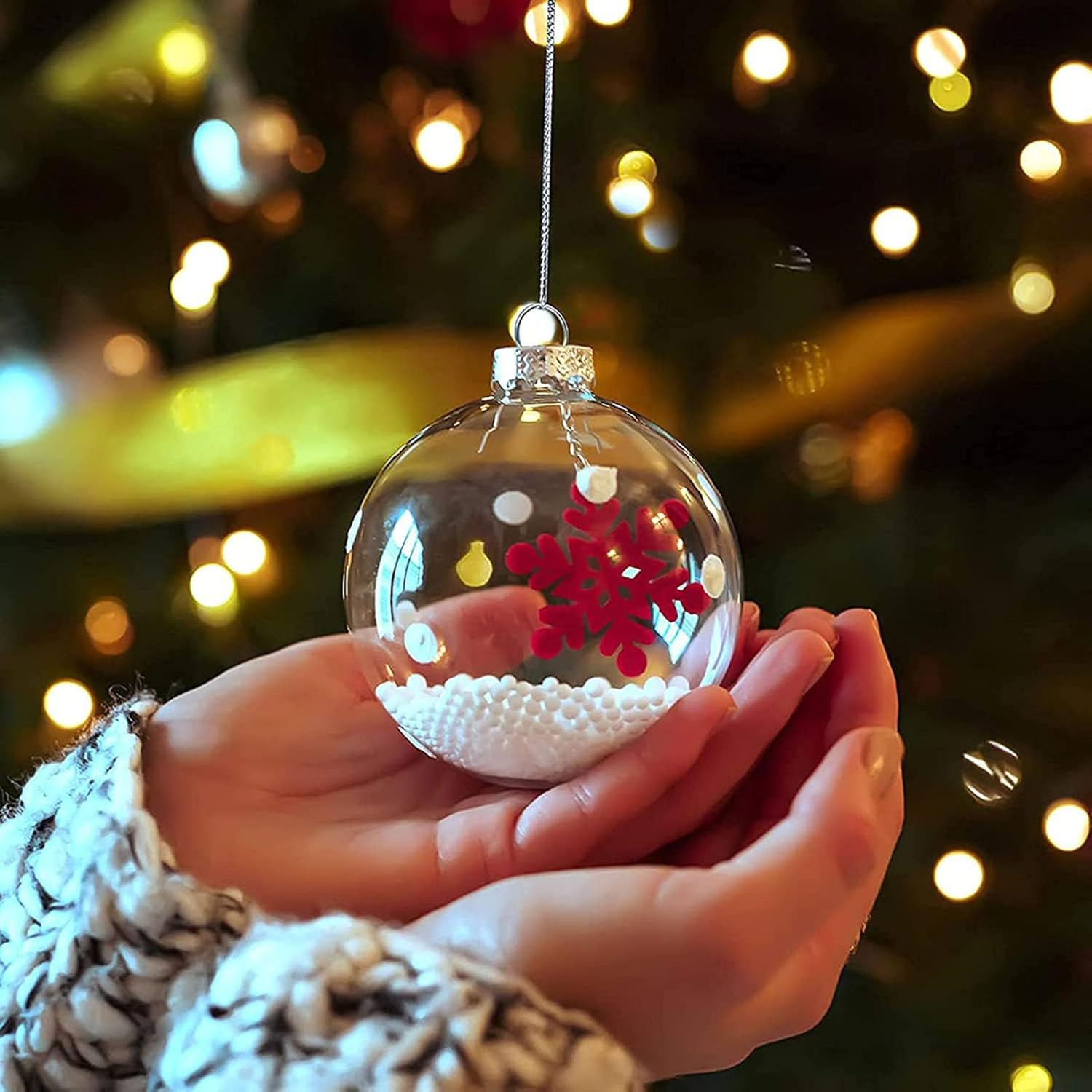 Wioilyoy 20PCS Clear Decorative Balls - Refillable 236 Inch Silver Wire