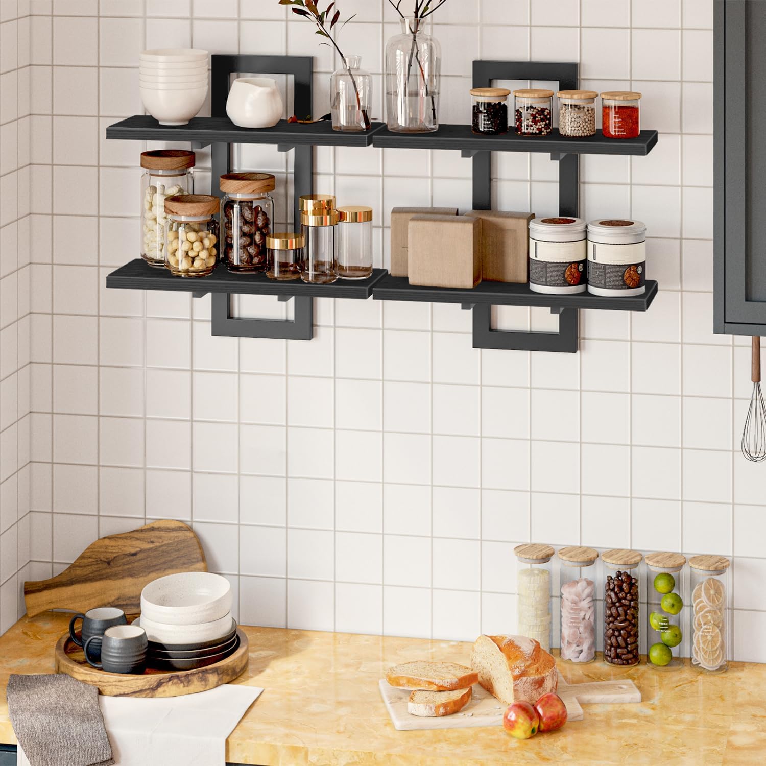 HOOBRO Floating Shelves Set of 2 15 Inch Black