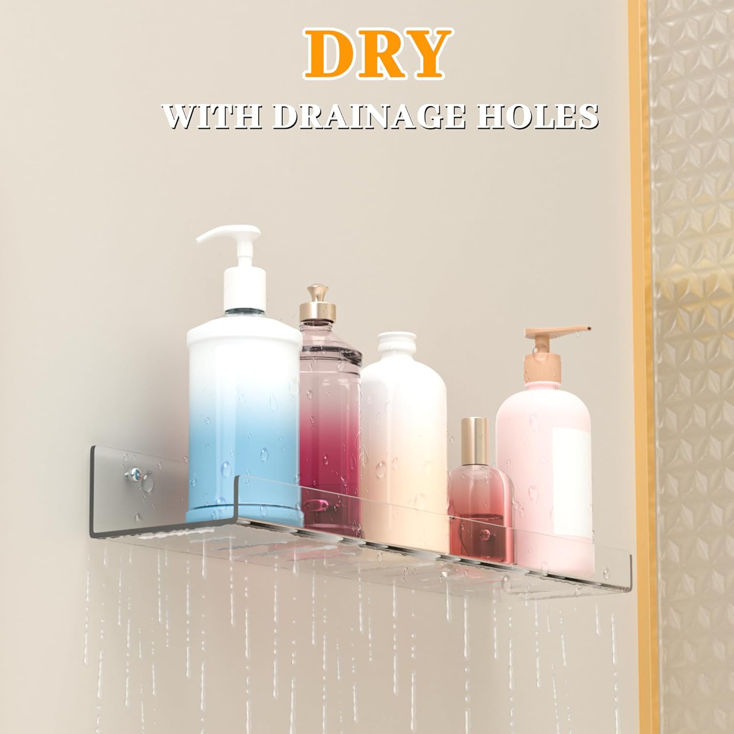 2 Pack Adhesive Floating Shelves for No Drilling Wall Storage
