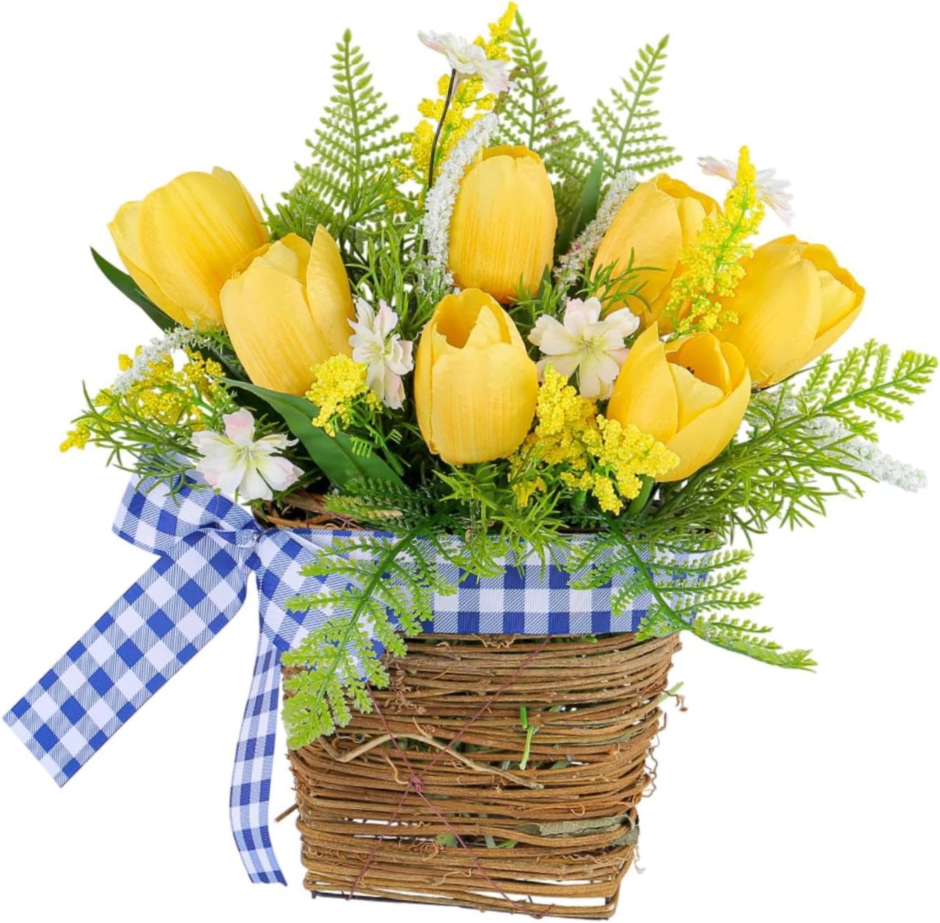 Tulip Door Hanger Basket Wreath for Farmhouse Decor
