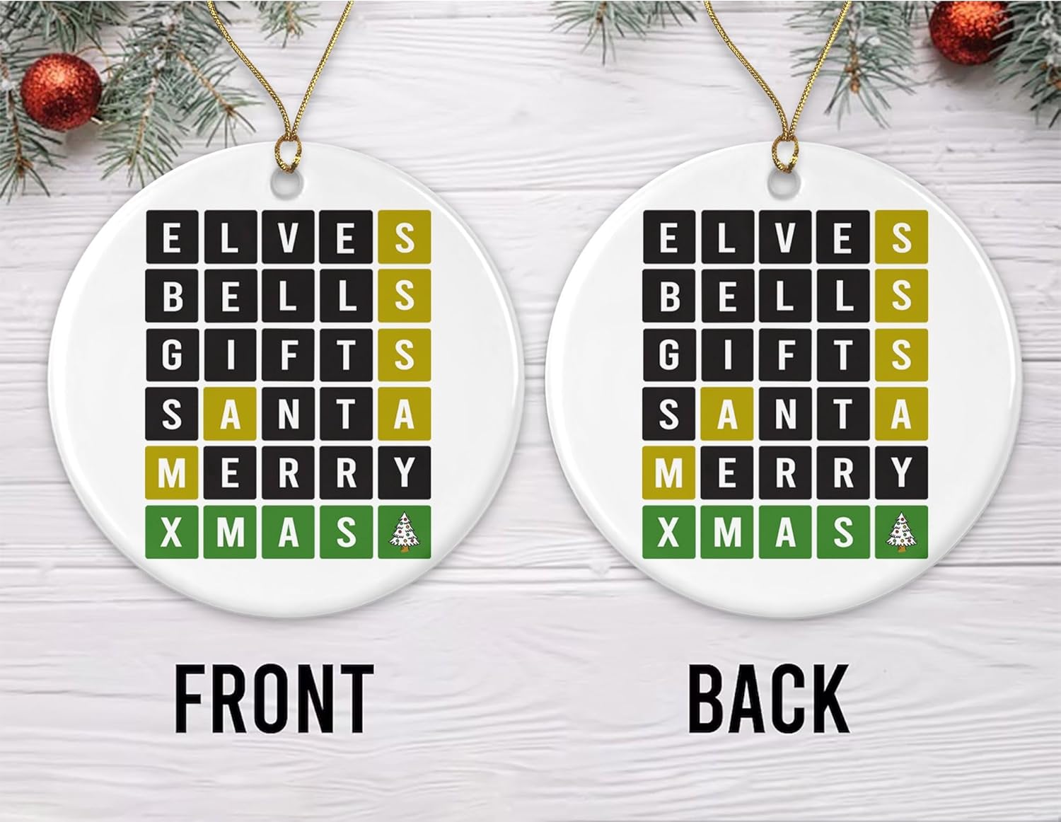 Wordle Christmas Ornament - Funny Holiday Decor