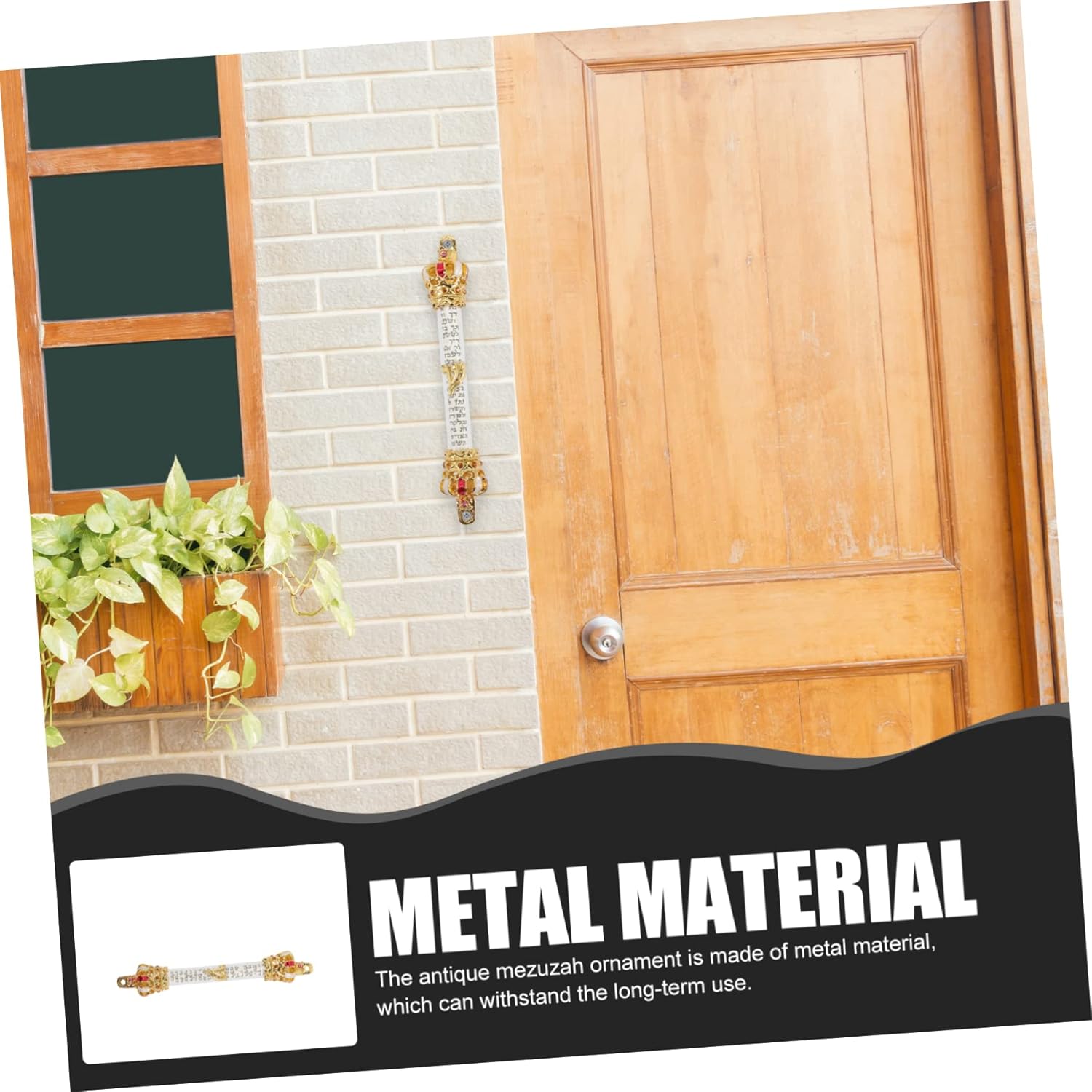 PRETYZOOM Metal Mezuzah Scroll Plaque for Door Decor Hannukah Gift for Mom