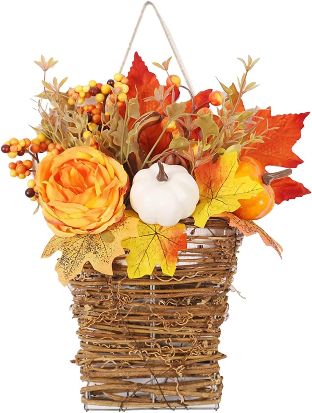 Thanksgiving Door Wreath with Peony and Pumpkin