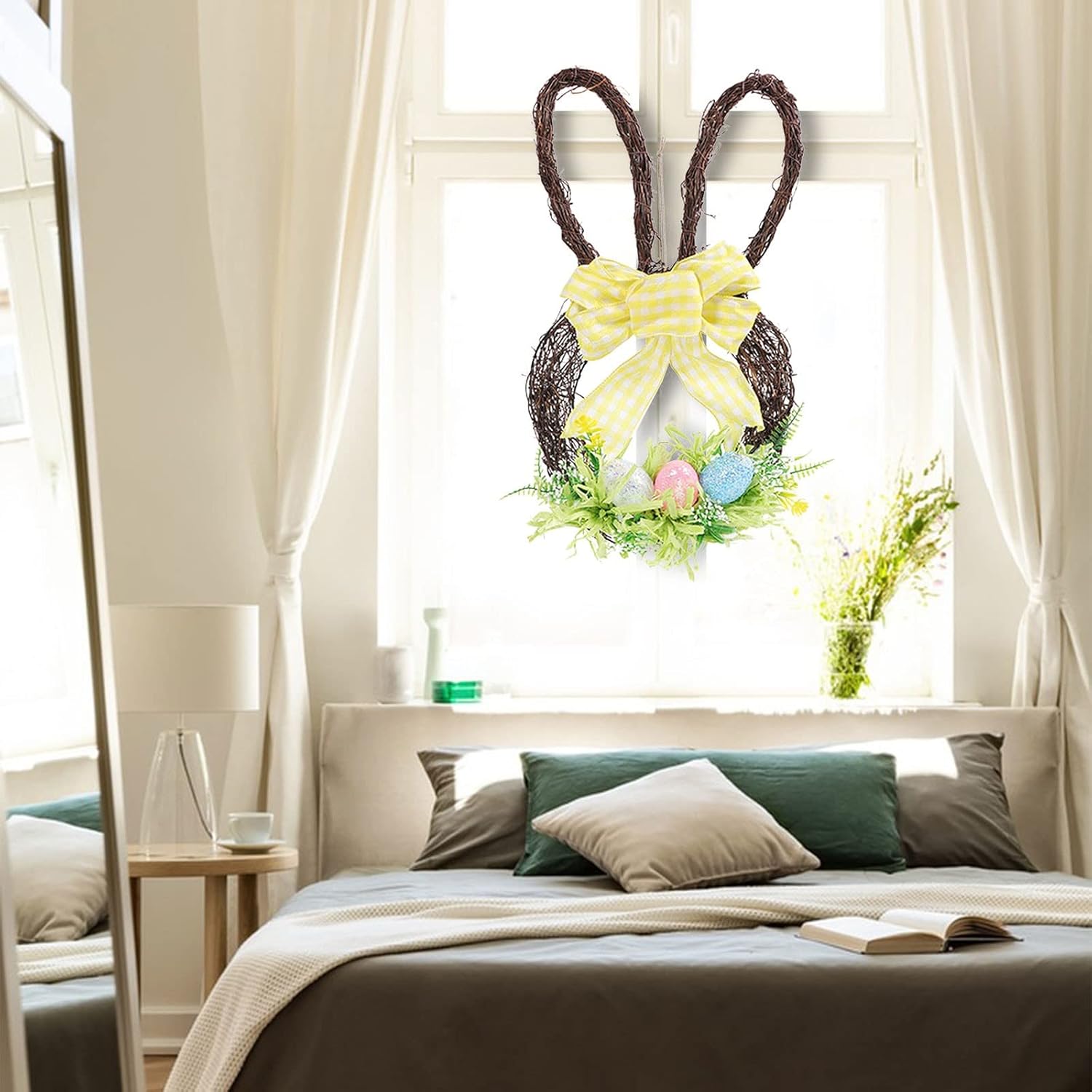 Easter Egg Wreath Door Decor Vintage Handmade Swag