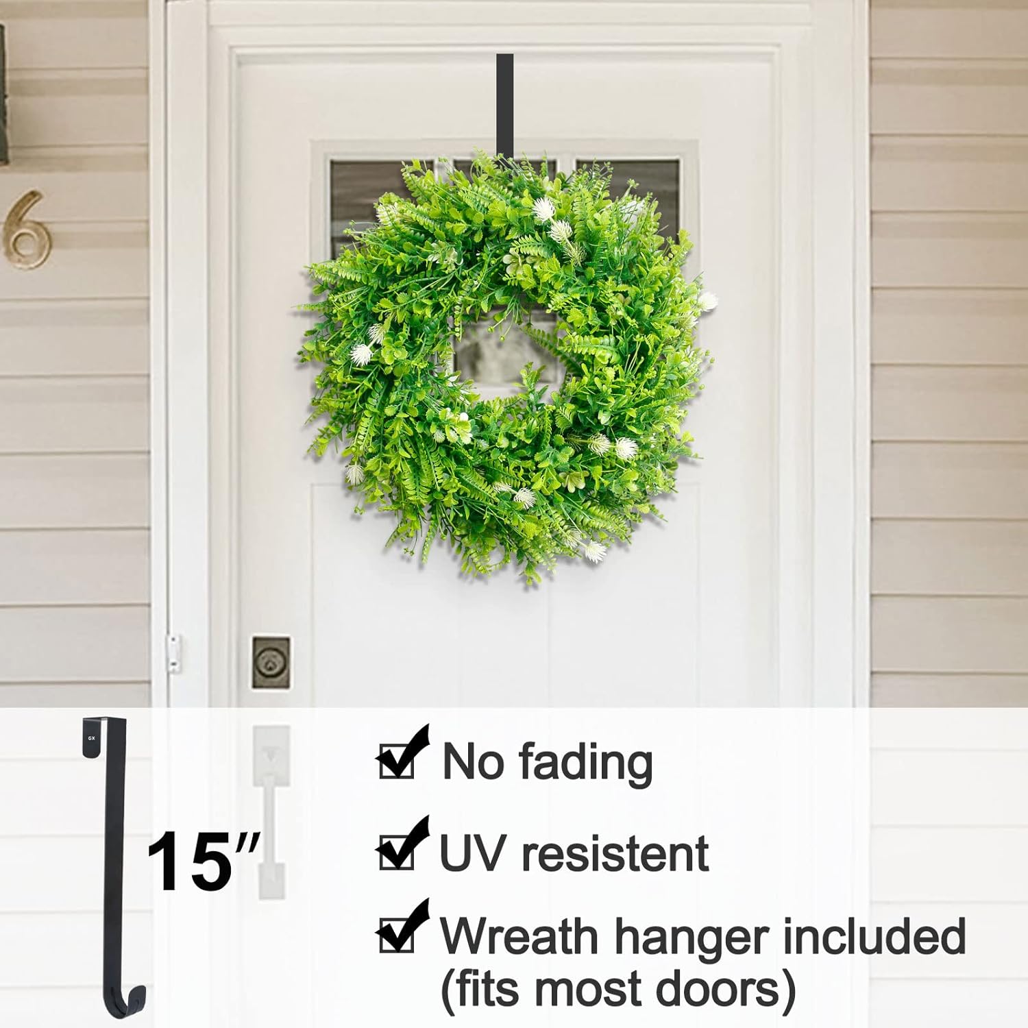 GameXcel Spring Door Wreath 20 Inch Green Decor with Hanger