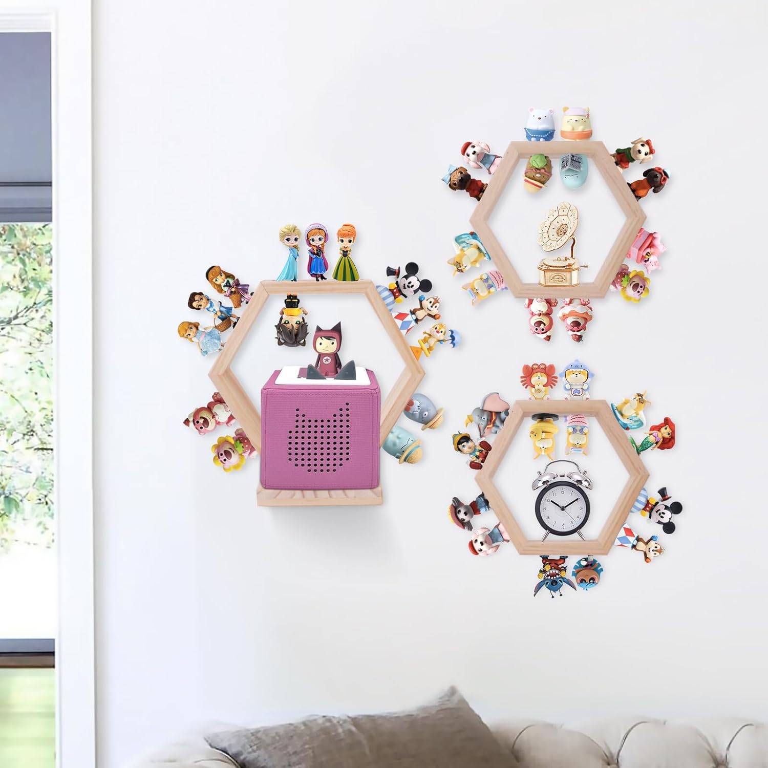 Hexagon Magnetic Wooden Tonie Shelf Set of 3