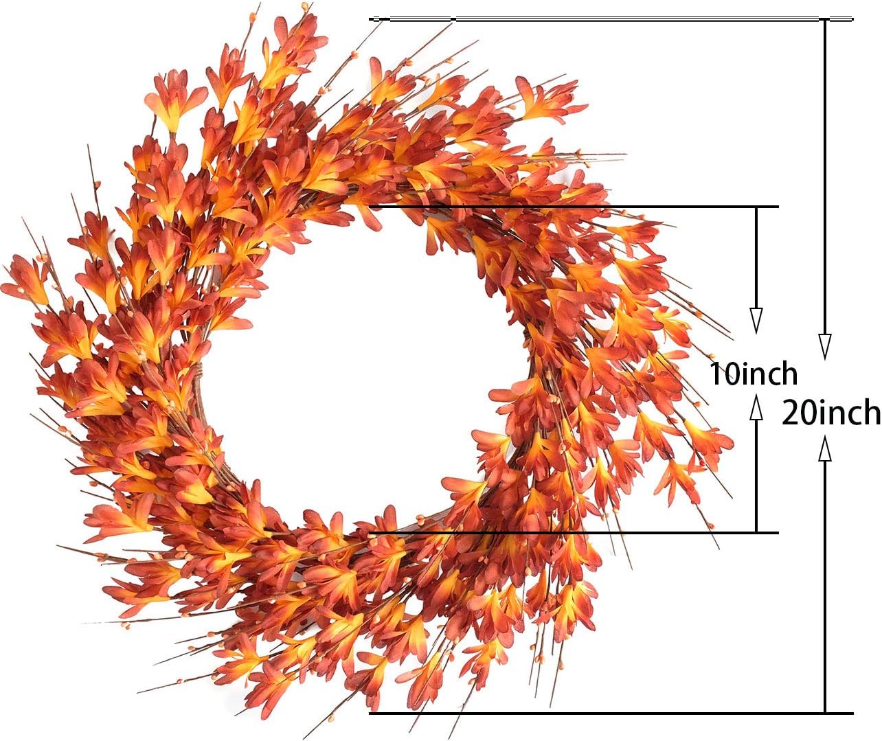 Bibelot 20 Inch Artificial Forsythia Wreath Orange