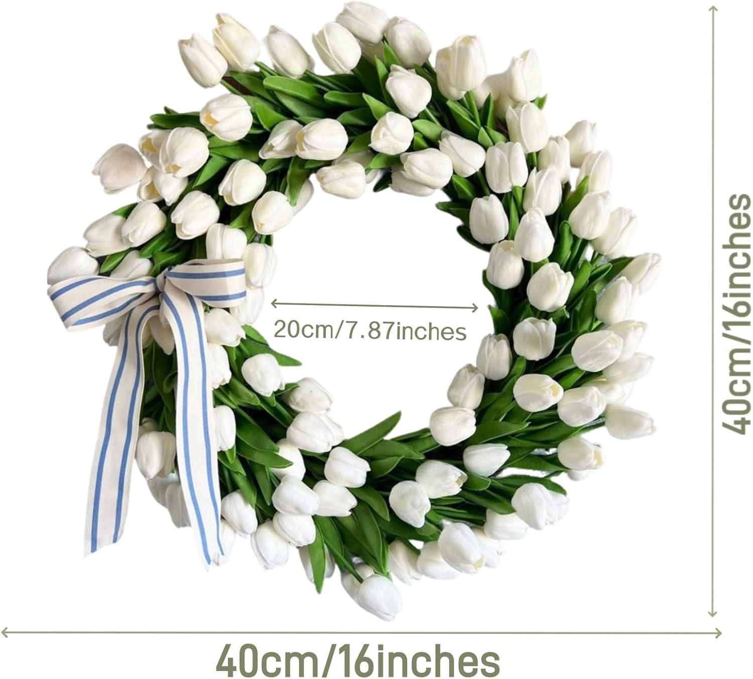 Lippbest Spring Wreath Front Door 16 Inch Garland