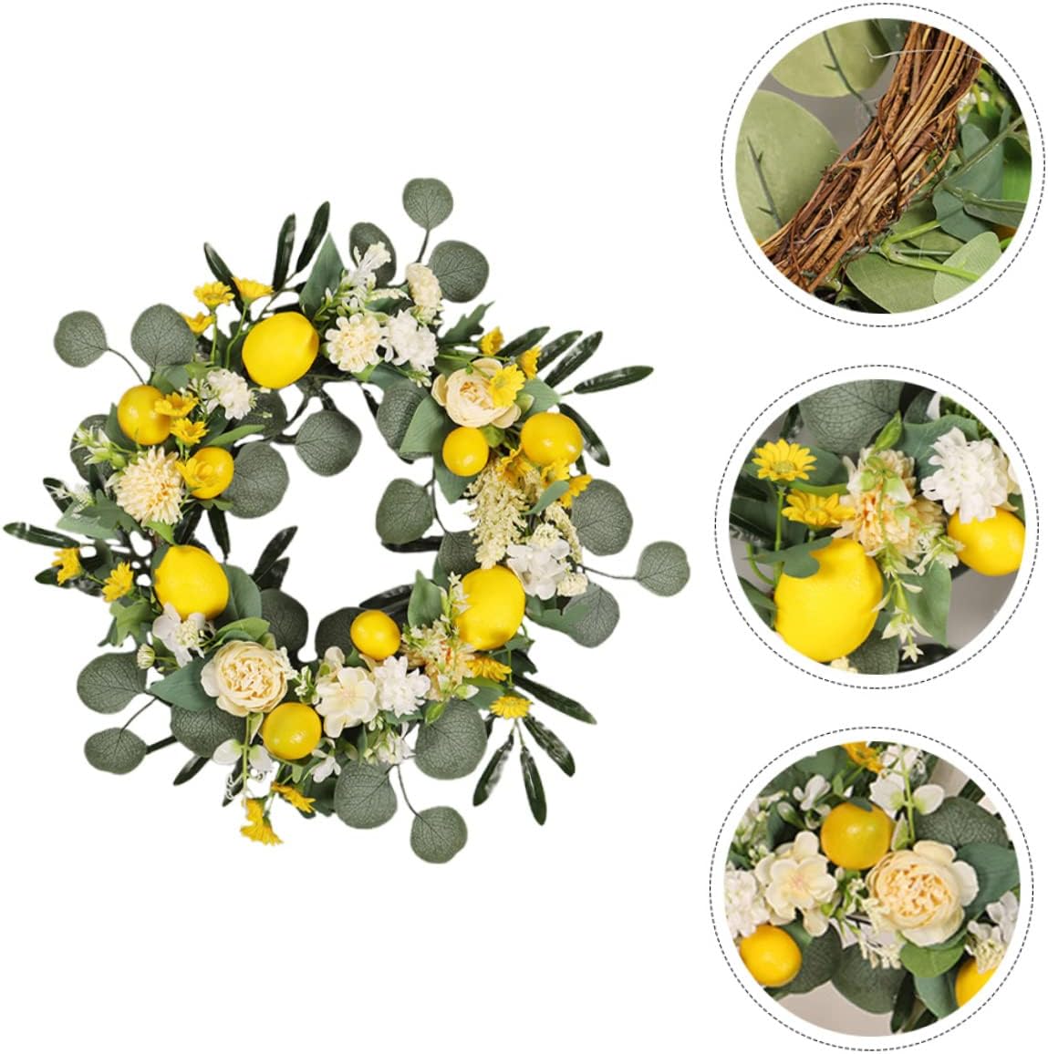 Artificial Lemon Wreath for Front Door Decor