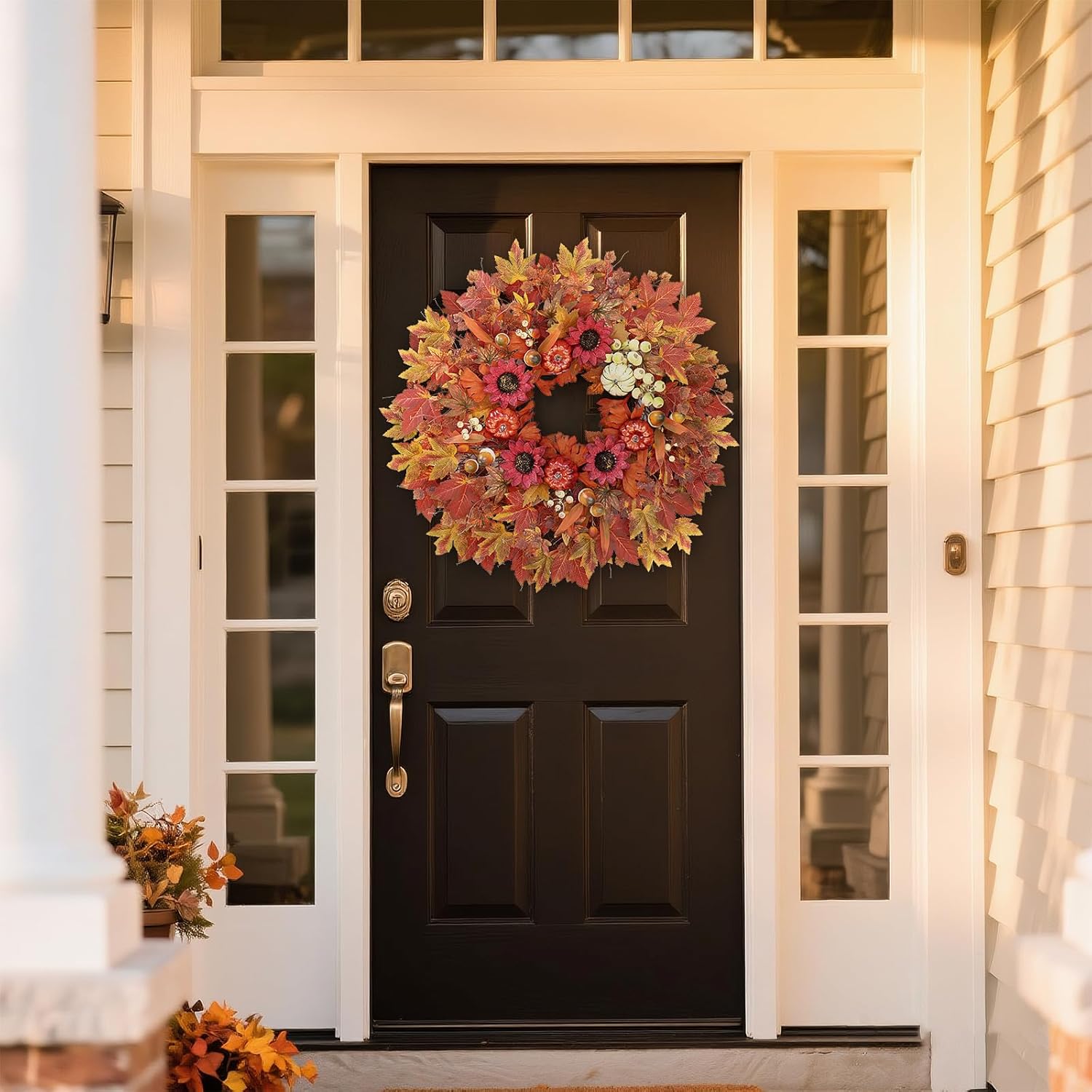 28 Inch Large Fall Wreath for Front Door Porch Window 1
