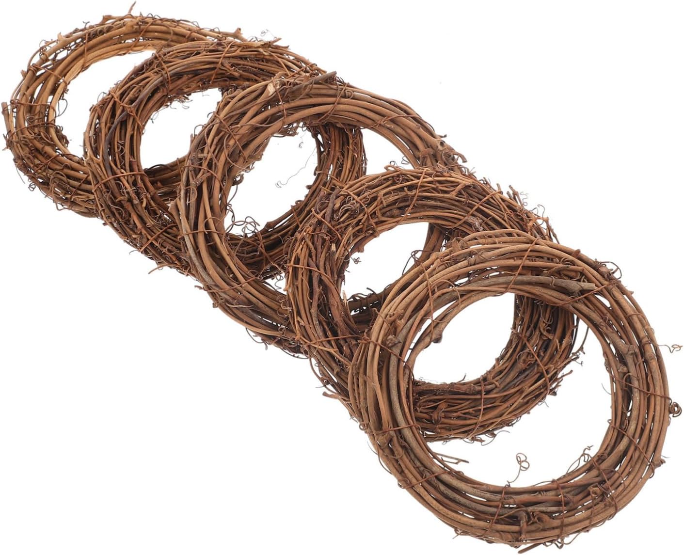 Sosoport 5Pcs Rattan Wreath Rings for Christmas and Holiday Decor