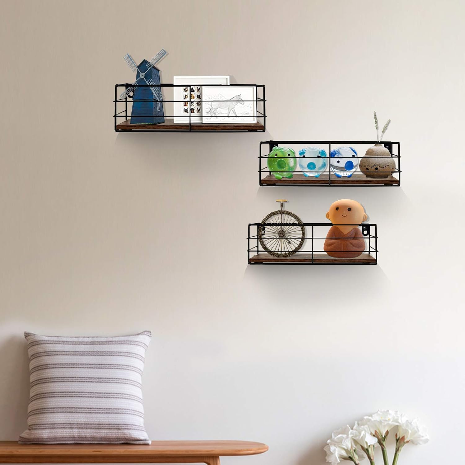 CRUGLA Floating Shelves Wall Mounted Set of 3