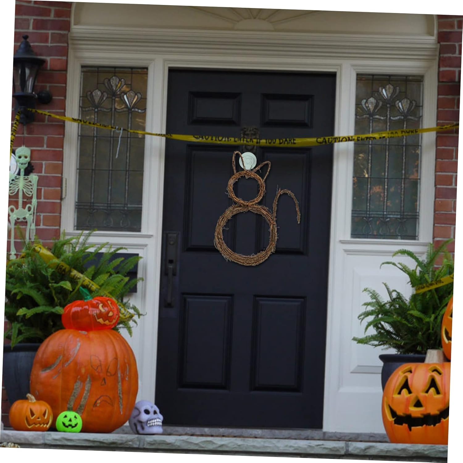 Cat Shape Hanging Wreath Halloween Decor for Doors and Windows