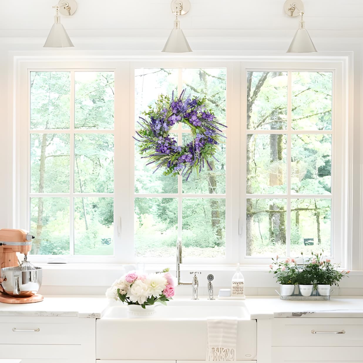 Briful Purple Spring Wreath for Front Door