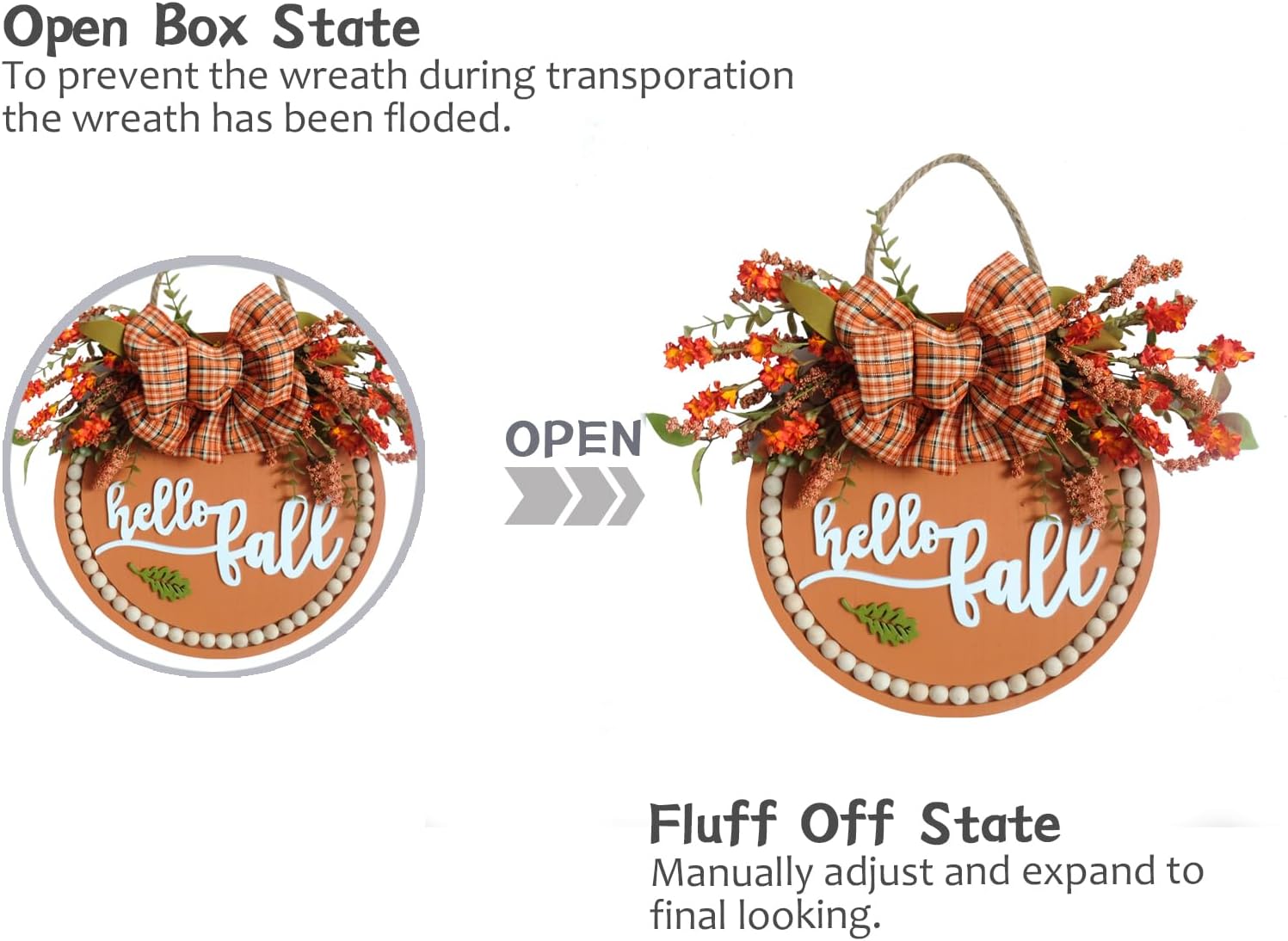 Idyllic 18 Inch Fall Wreath Welcome Sign for Front Door