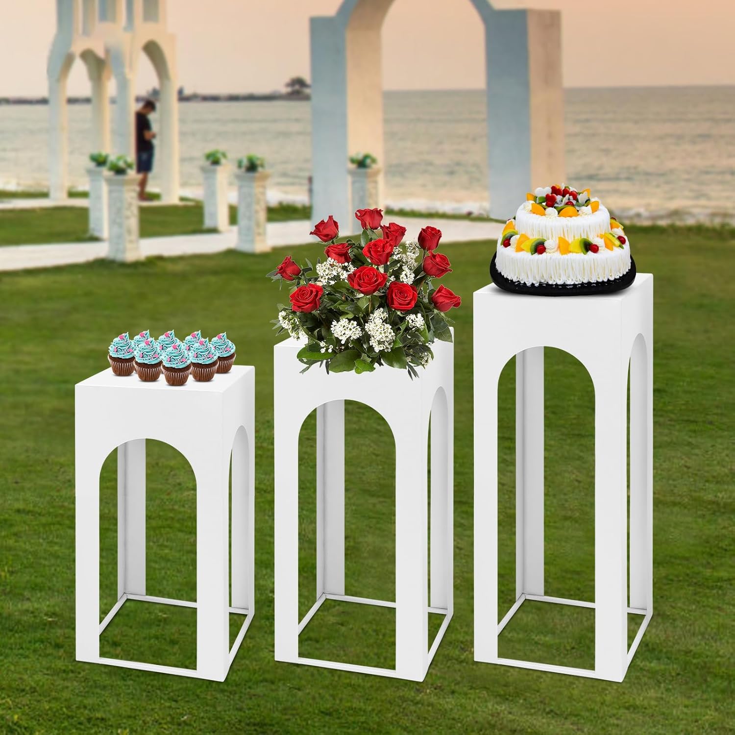 3 Pcs Metal Pedestal Stand for Party and Wedding Displays