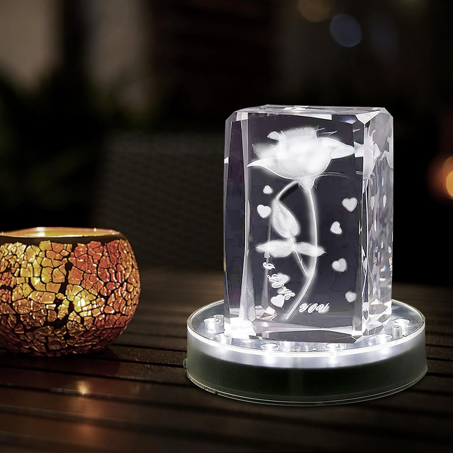LARDUX 4 Pack LED Light Bases 6 Inch Round Display Pedestal
