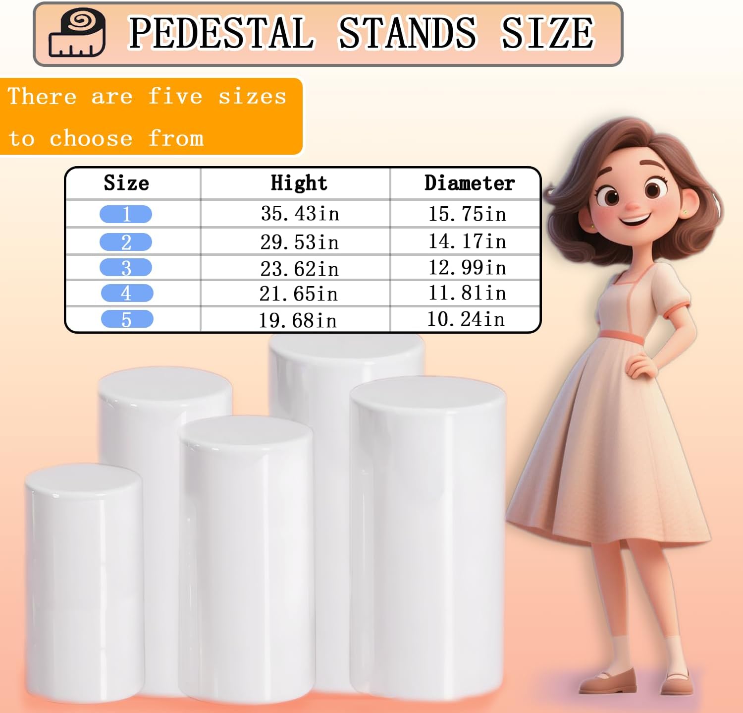 Cylinder Stands for Party Decor 5 Piece Set