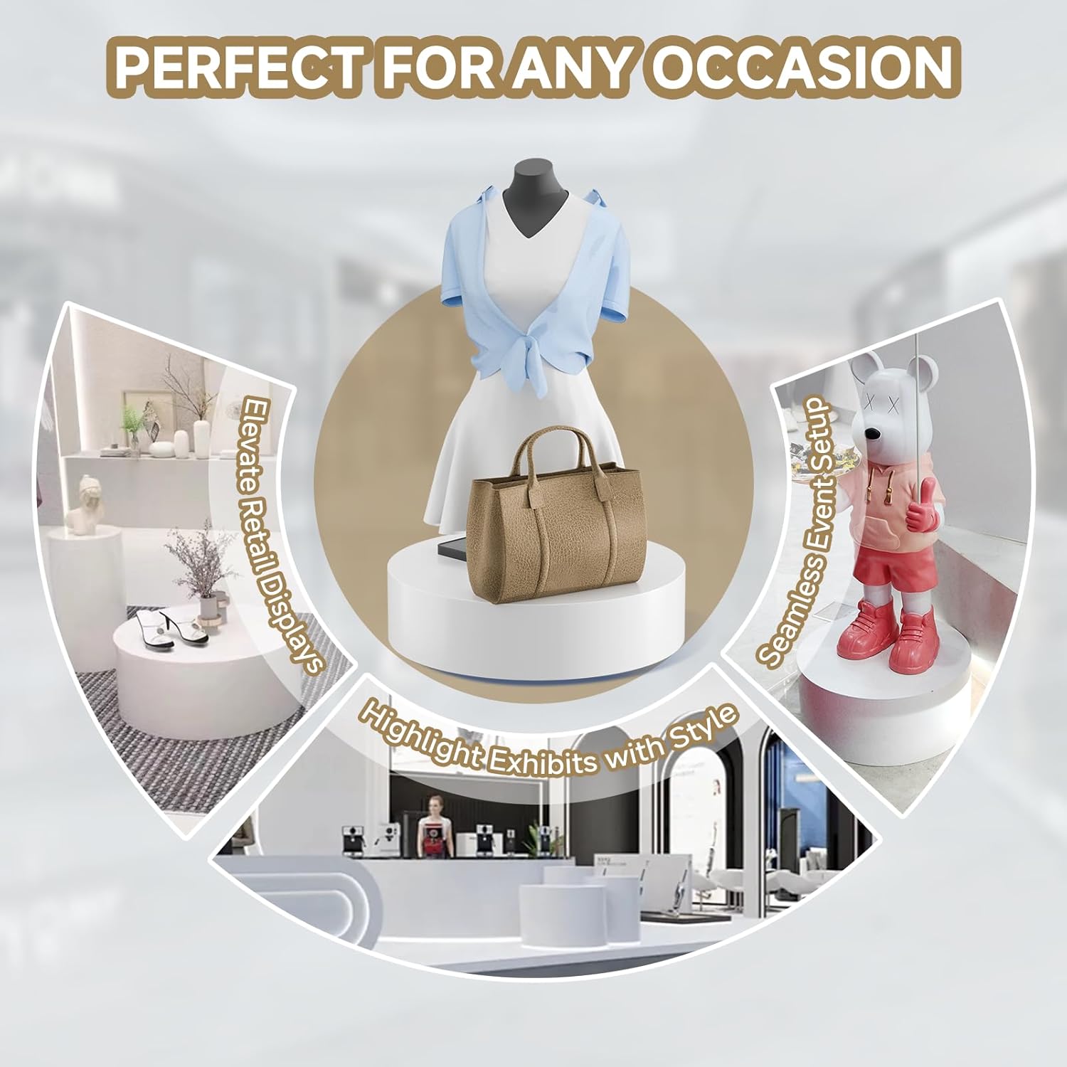Round Mannequin Display Pedestal Stand White 197x118