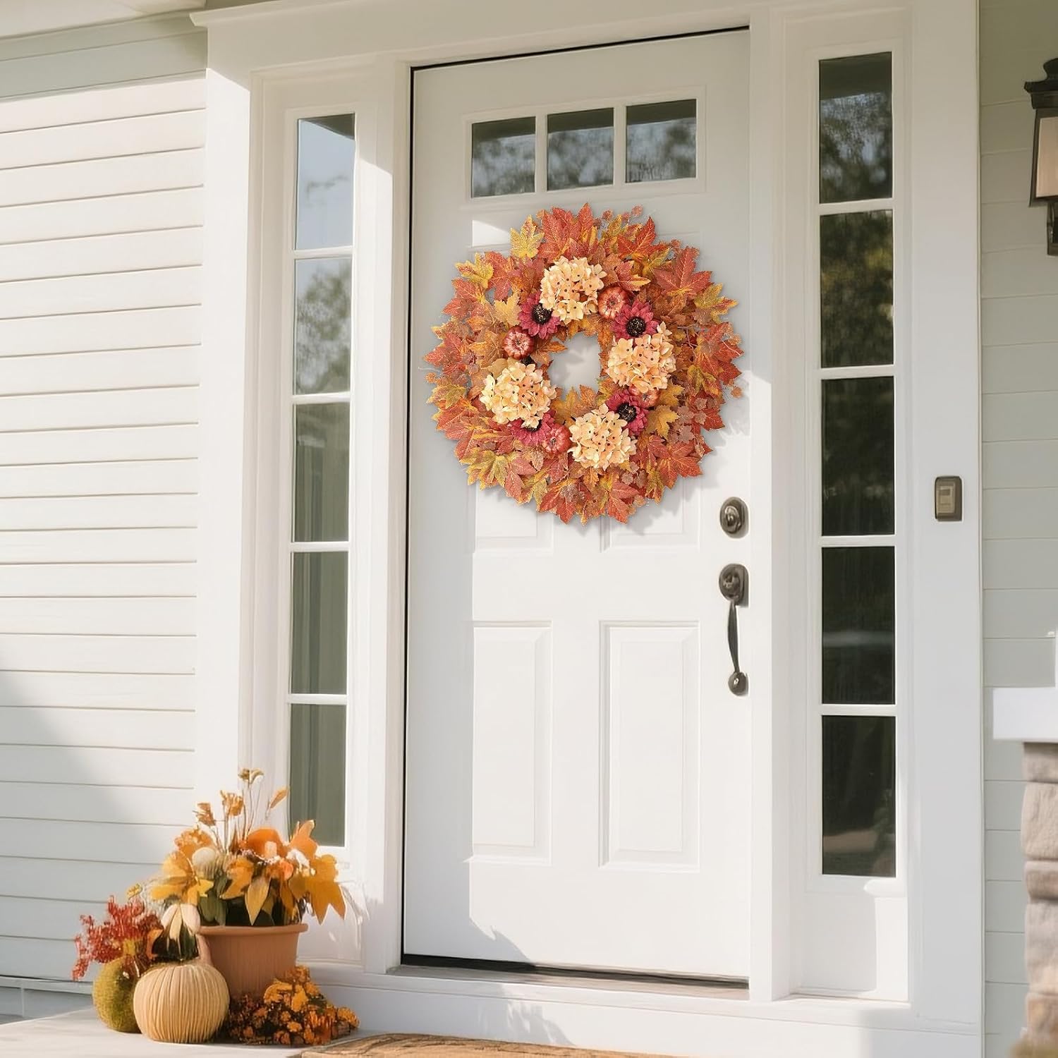 28 Inch Large Fall Wreath for Front Door Porch Window