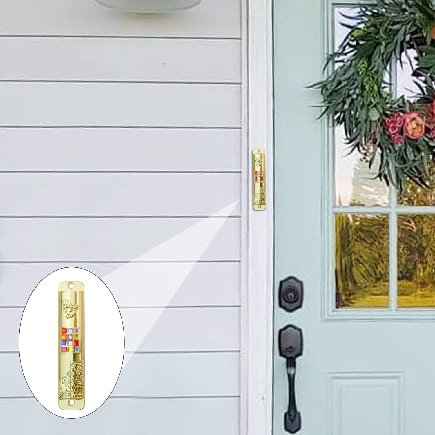MrMrKura Gold Mezuzah Scroll Door Decor