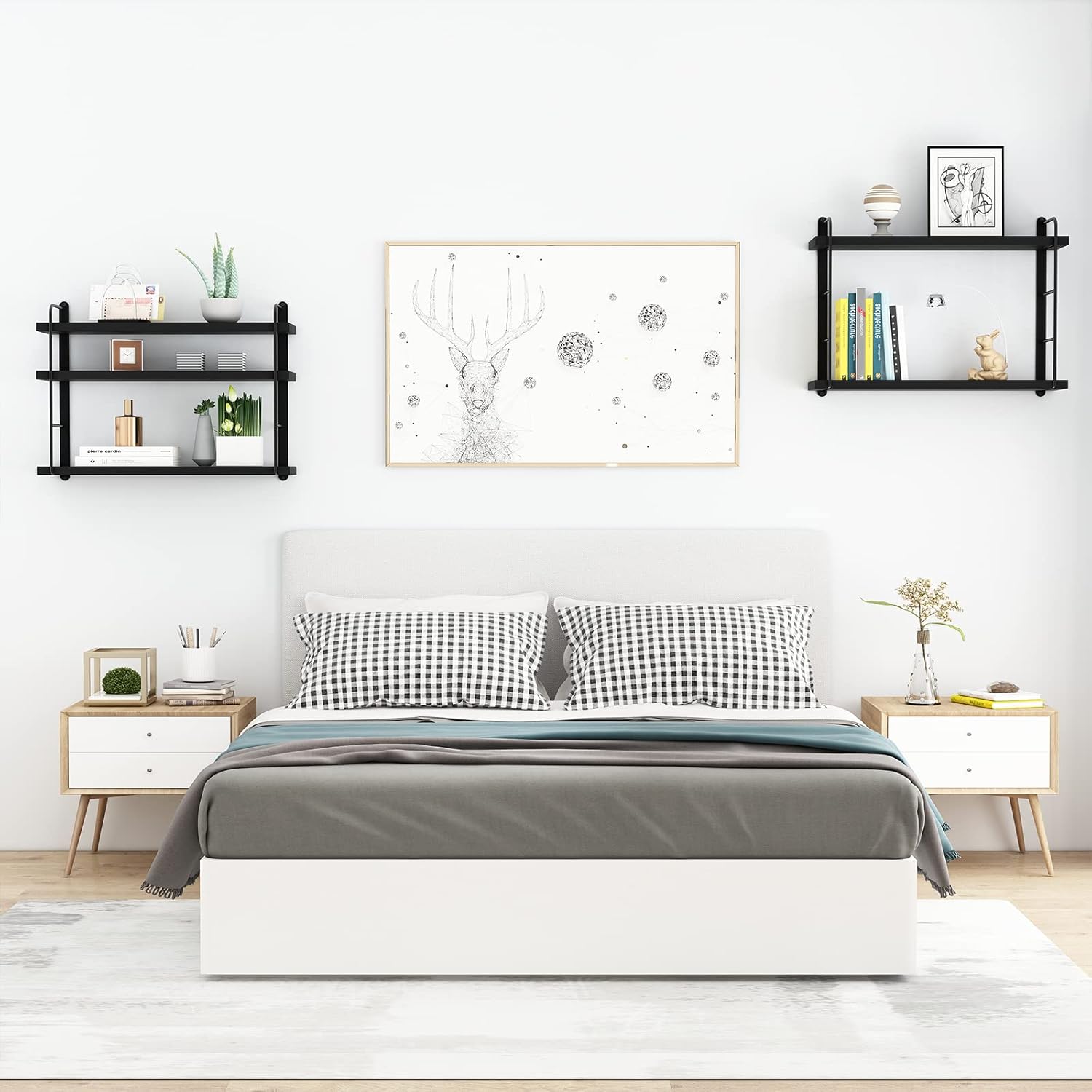 MXCSE Floating Shelves 5pcs Black Wall Mount