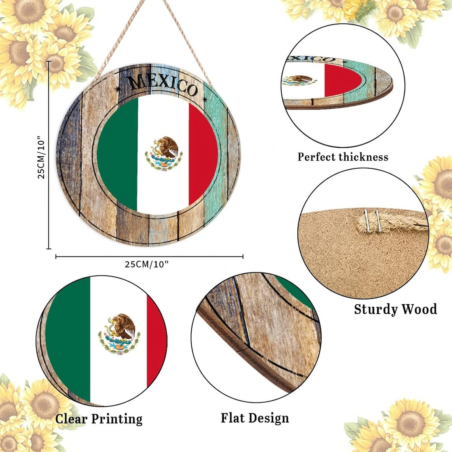 Mexican Farmhouse Door Hanger Wood Sign 10x10