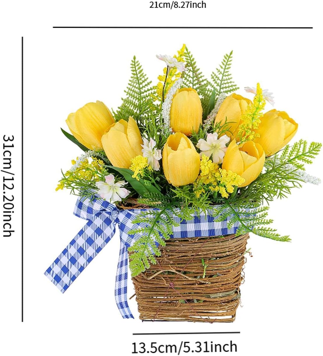 Tulip Door Hanger Basket Wreath for Farmhouse Decor