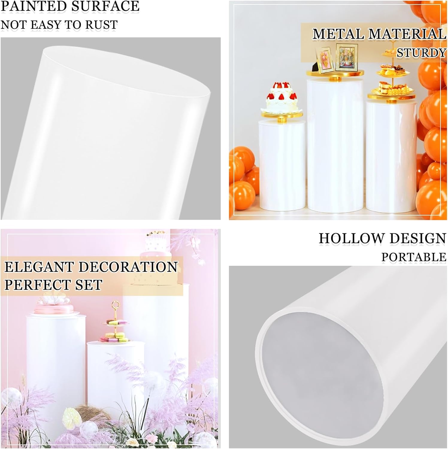 3PCS Metal Cylinder Pedestal Stands for Party Display