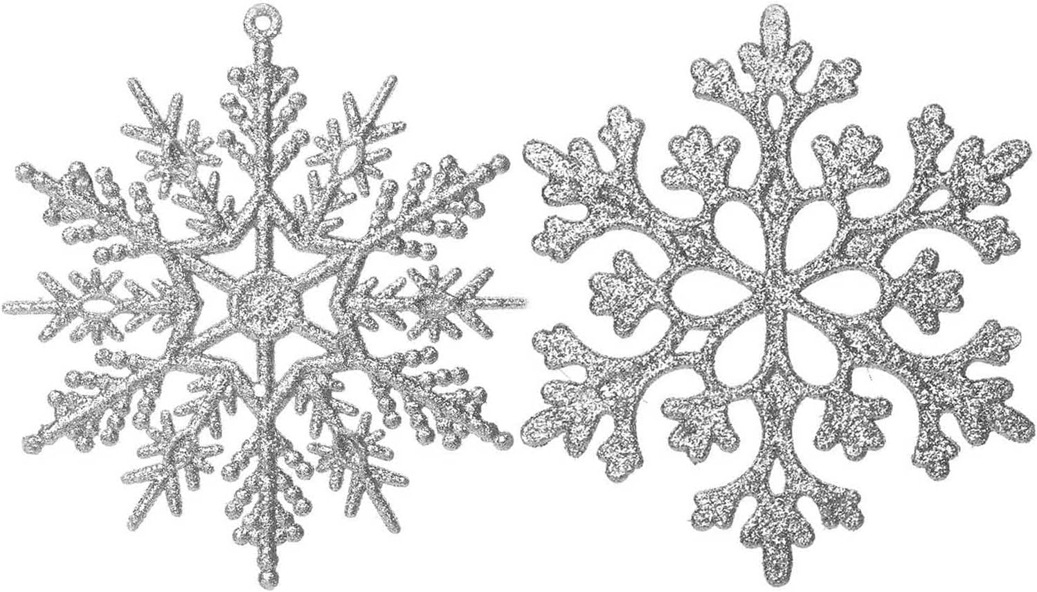 36 Piece Silver Glitter Snowflake Ornaments Set