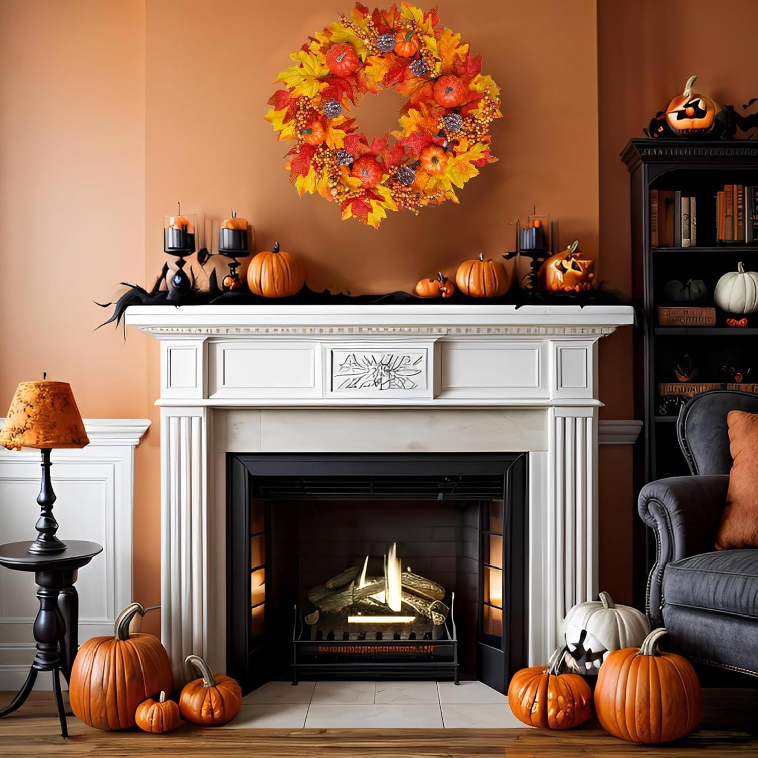 DiliComing Fall Wreath Front Door Decor - 20 Inch