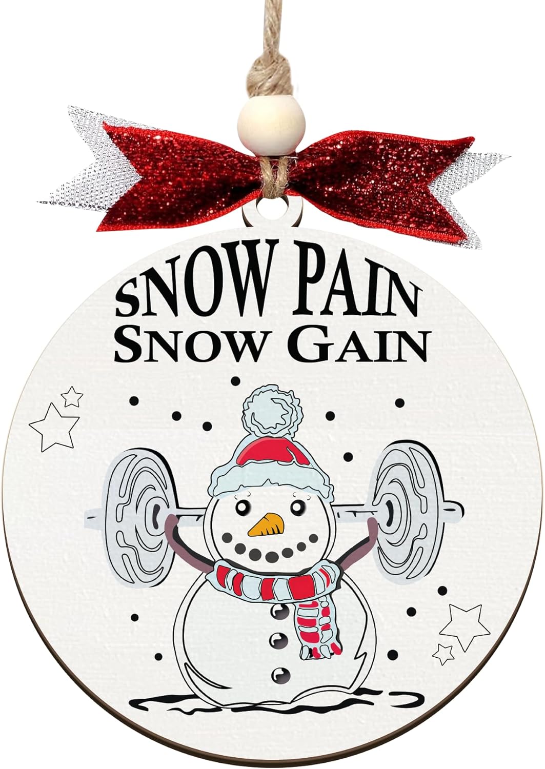 Snow Pain Snow Gain Dumbbell Gym Christmas Ornament 2024