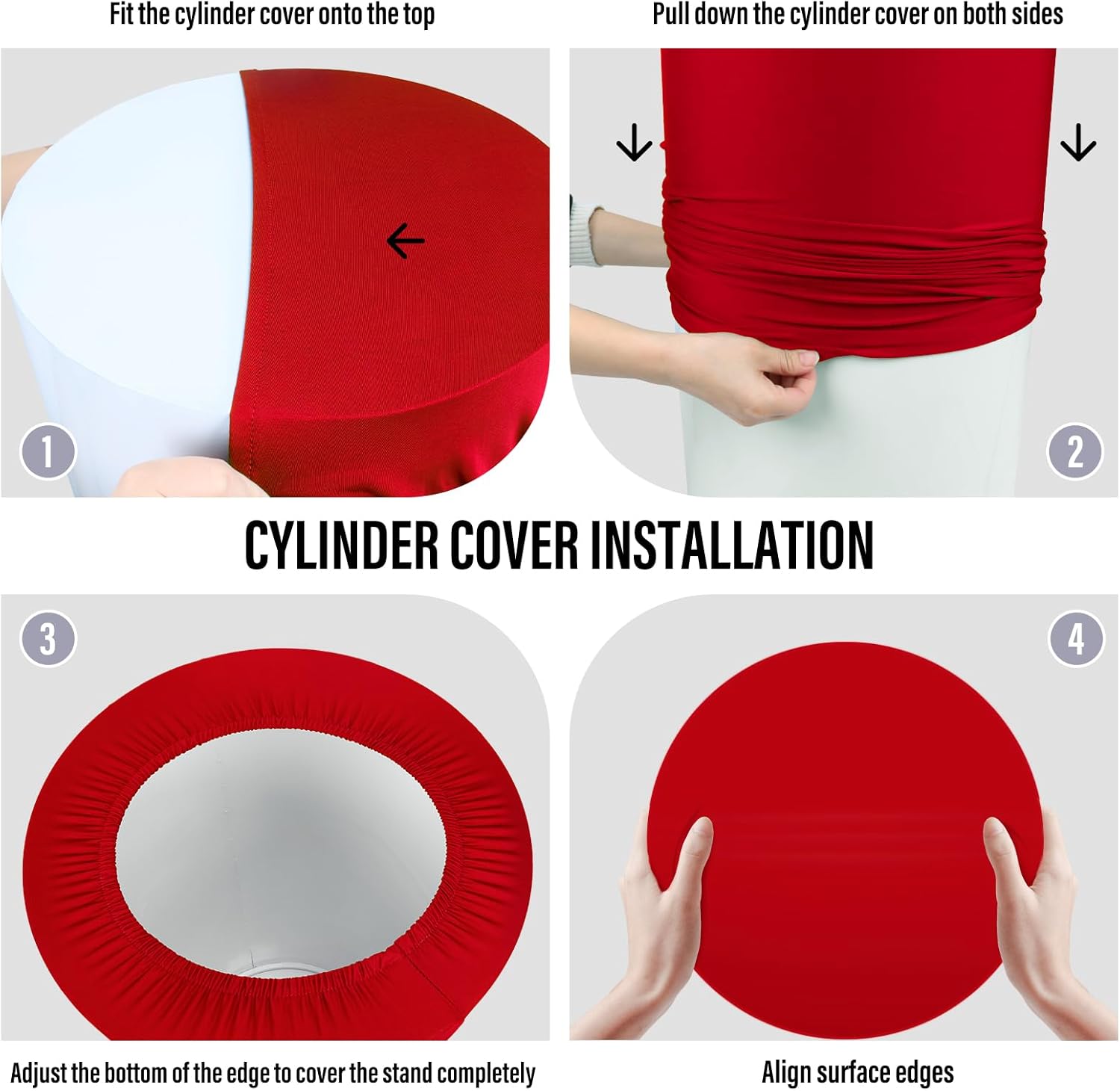LEBENGURU Cylinder Pedestal Stand Covers Red 5Pcs