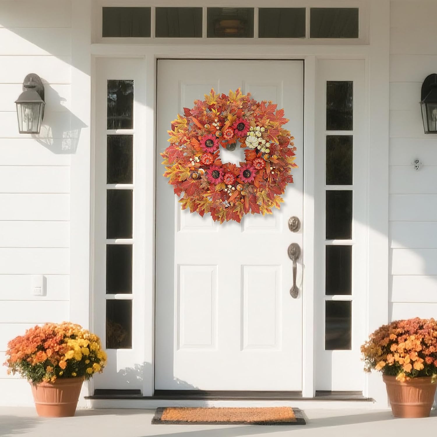 28 Inch Large Fall Wreath for Front Door Porch Window 1