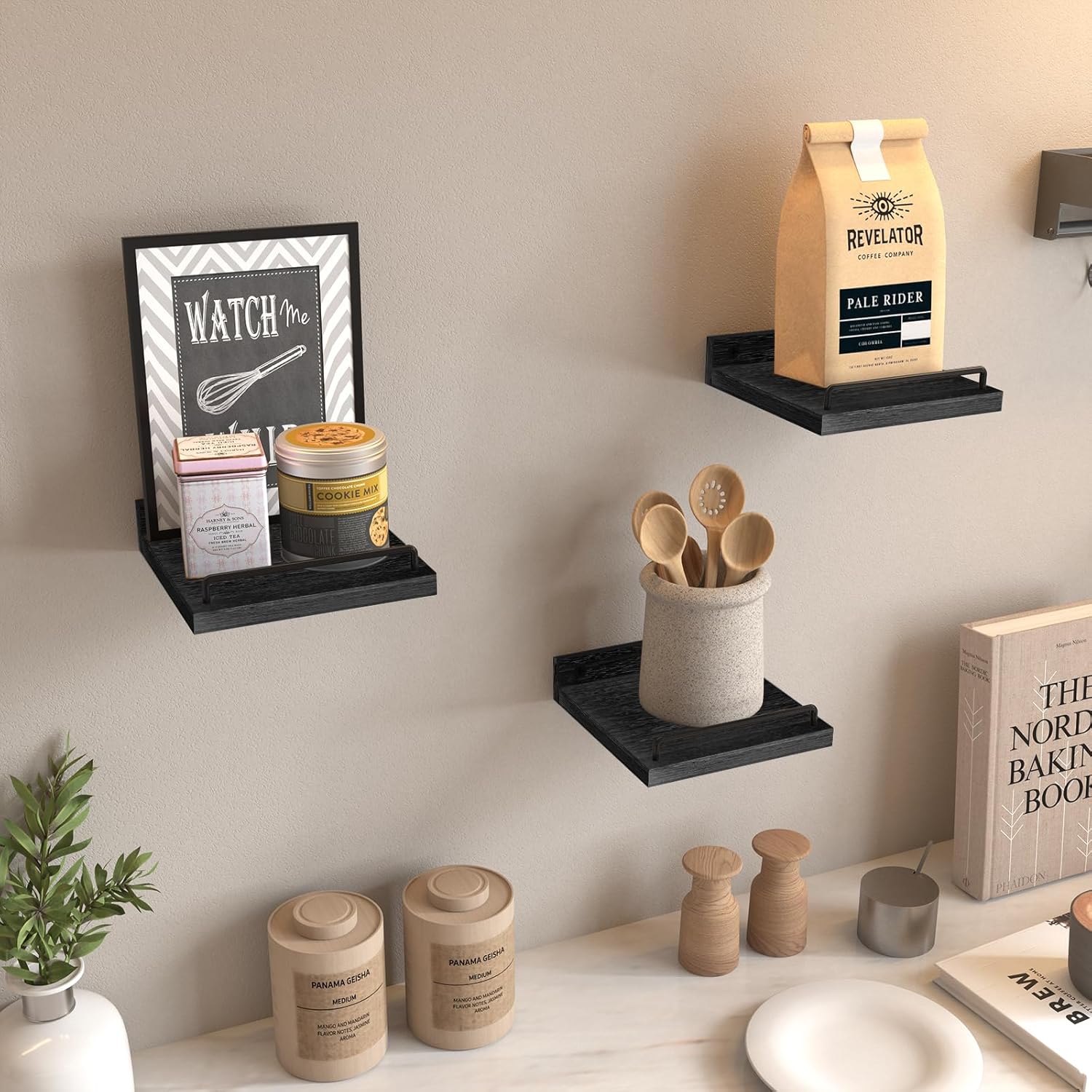 Small Floating Shelf 6x6 Inches Set of 3 Black