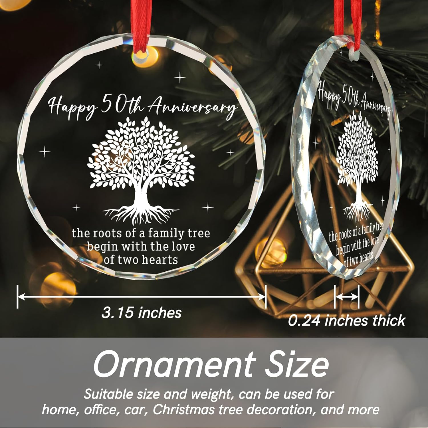 50th Anniversary Glass Ornament for Couples
