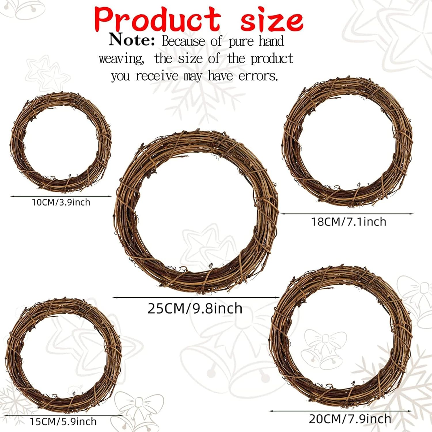 2 Pcs Natural Grapevine Wreaths for DIY Decorations