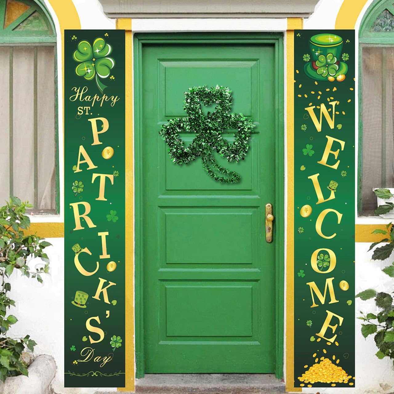 St Patrick Day Shamrock Wreath Frame 2pcs Iron DIY Hoop for Wall and Door Decoration