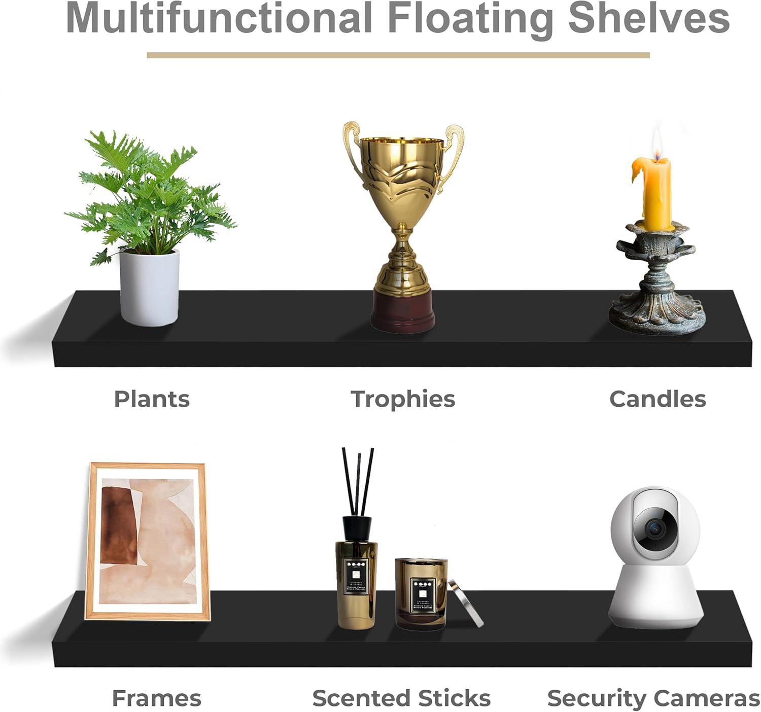 Sorbus Floating Shelves for Wall - 35 Inch Long Black 2 Pack