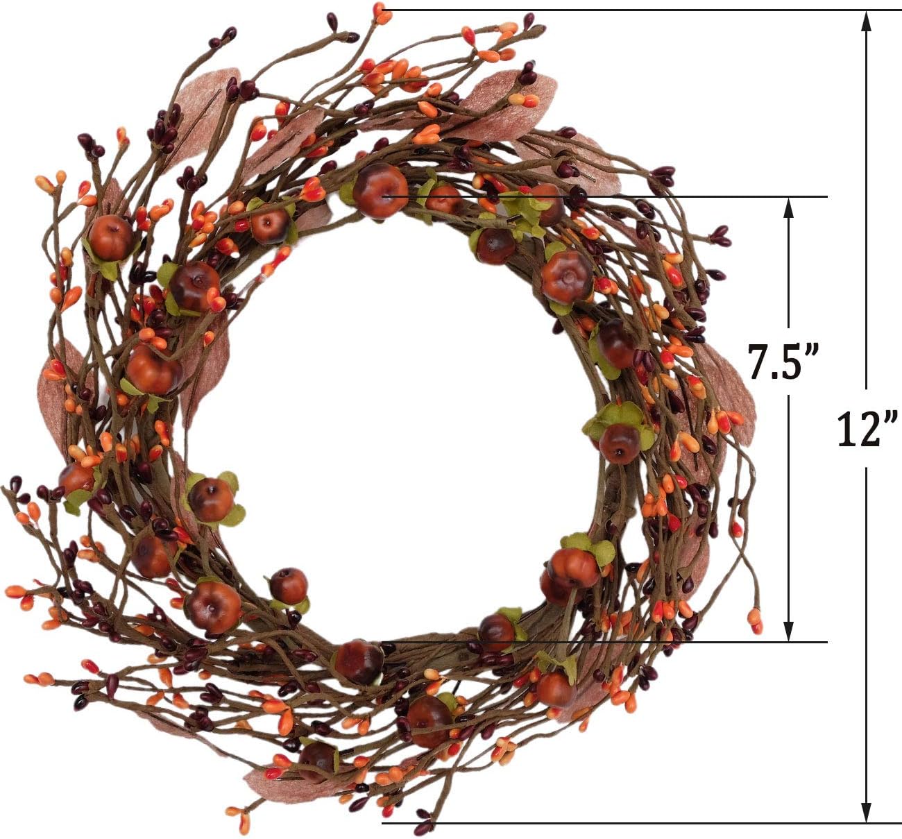 Idyllic Mini Pumpkin Pip Berry Wreath for Front Door