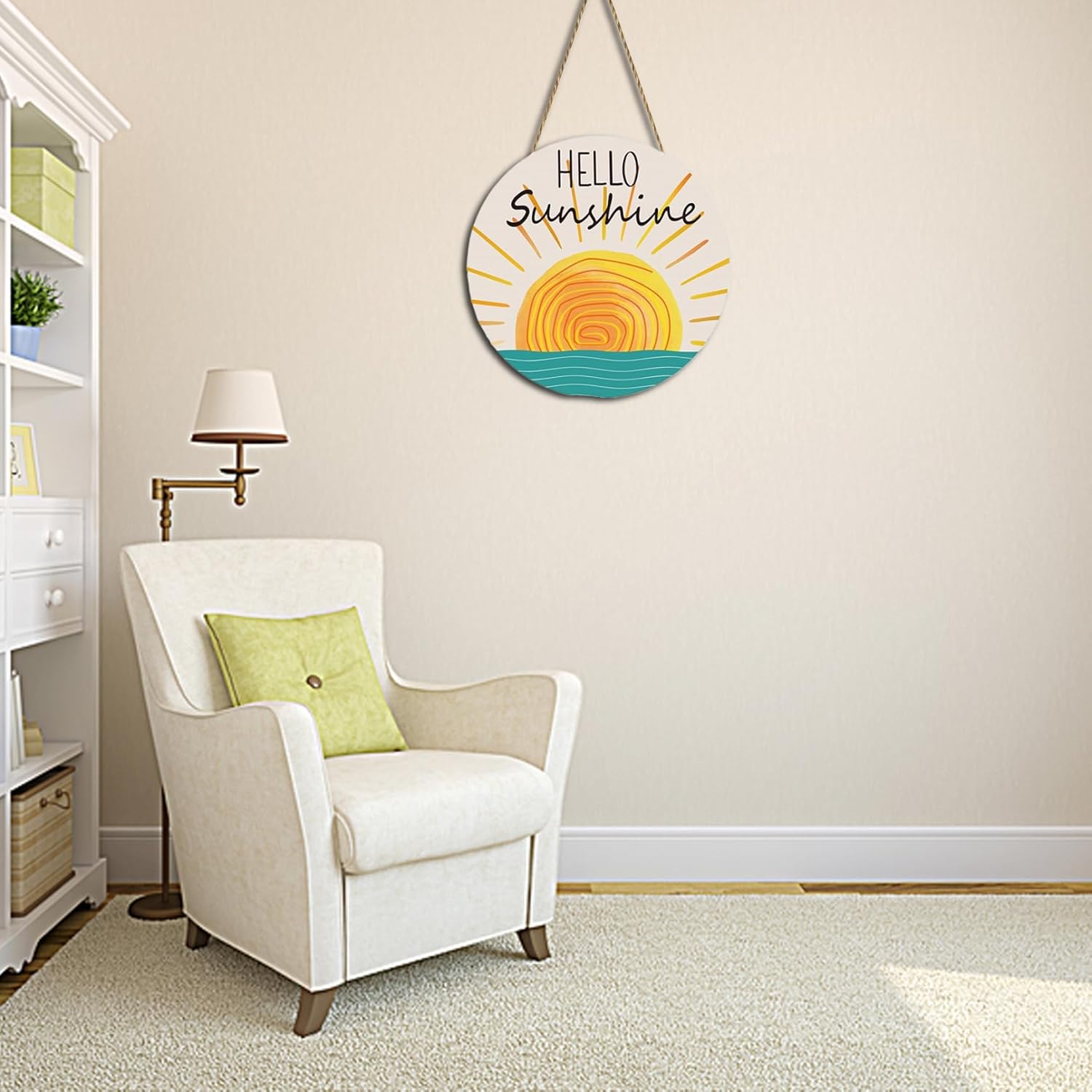 Summer Door Wreath 12x12 Wood Hello Sunshine Decor